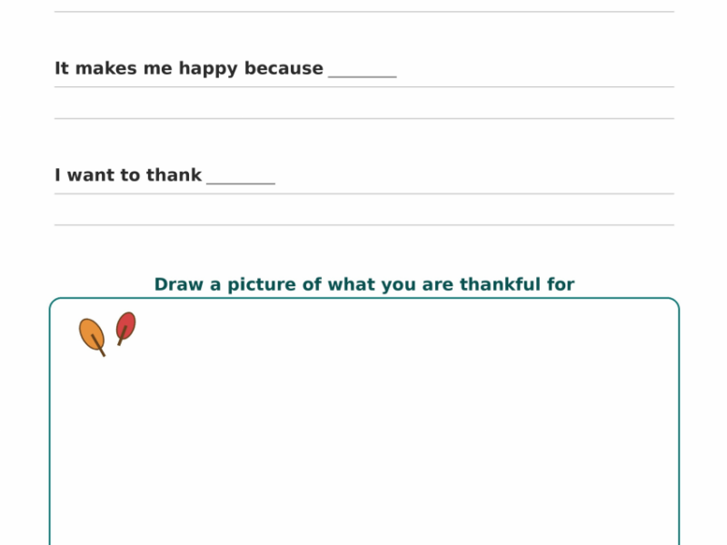 I Am Thankful Writing Prompt