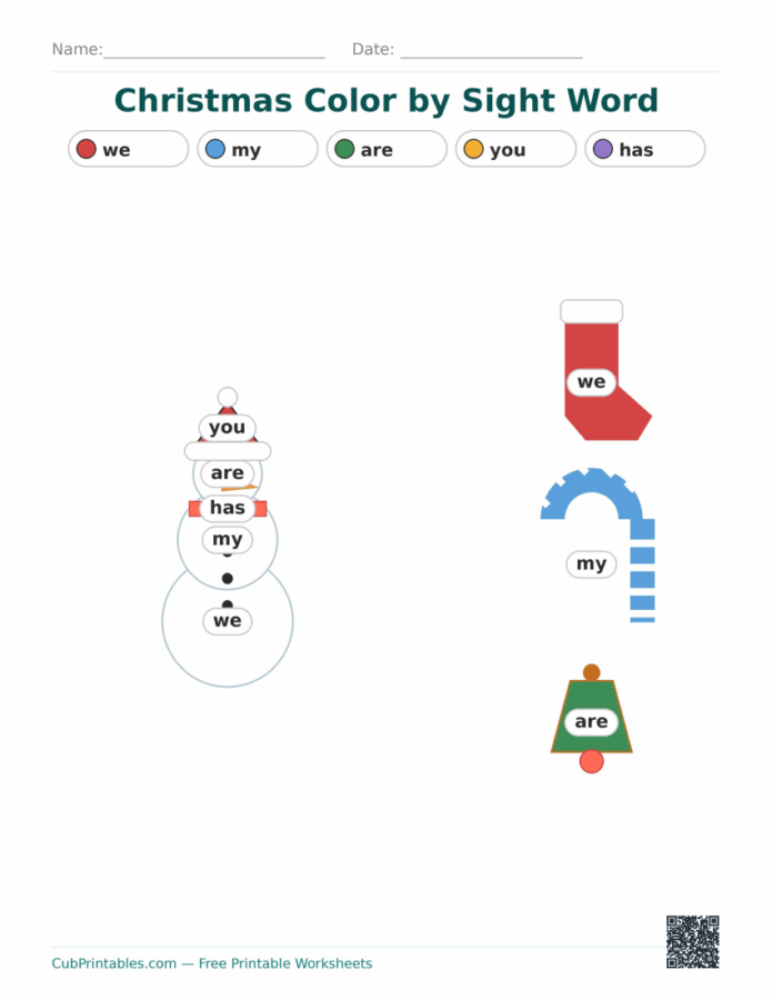 Christmas Color by Sight Word