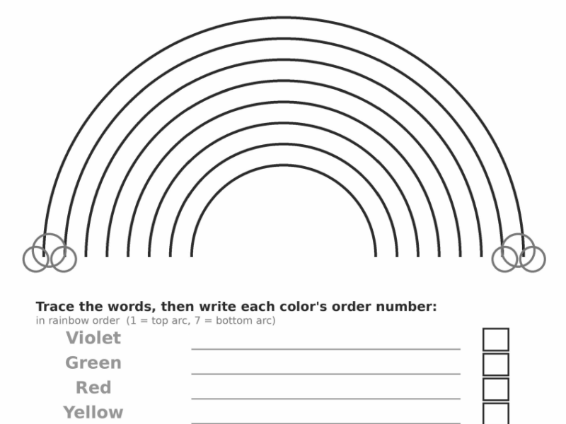 Colors of the Rainbow Order Worksheet