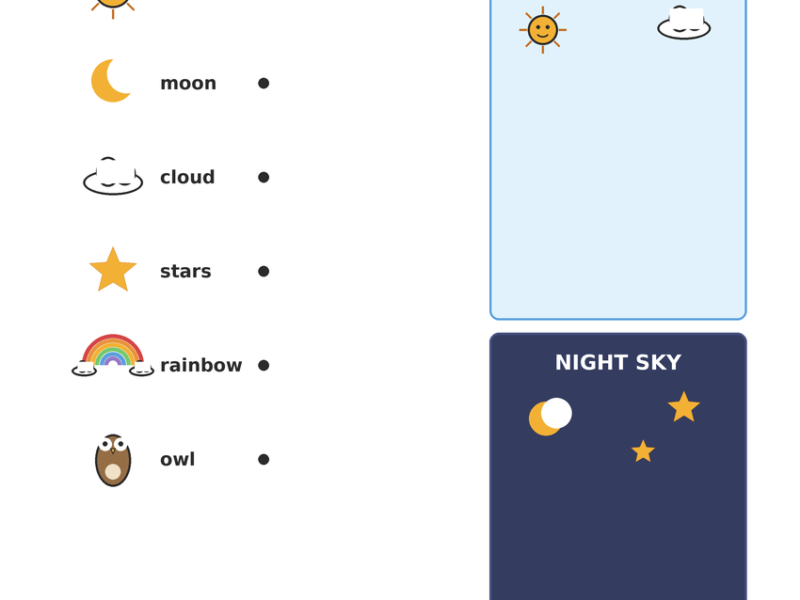 Day and Night Sky Worksheets