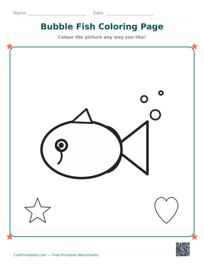 Bubble Fish Coloring Page