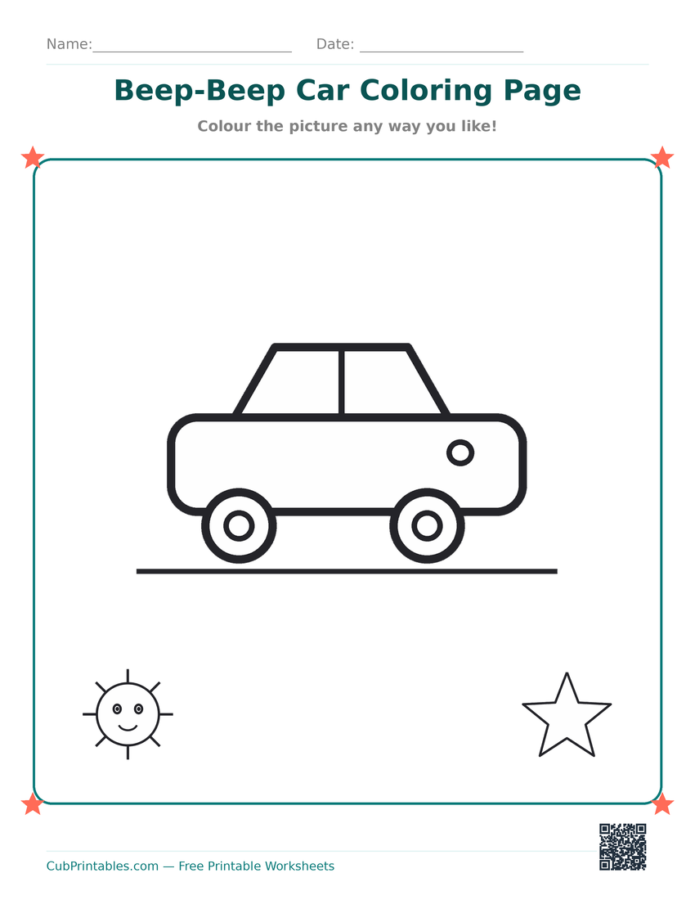 Beep-Beep Car Coloring Page