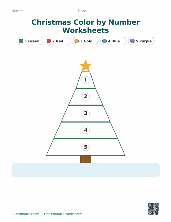 Christmas Color by Number Worksheets