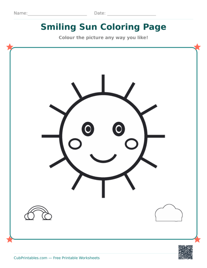 Smiling Sun Coloring Page