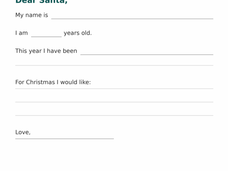 Letter to Santa Writing Template